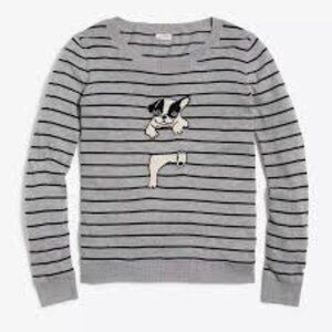 J. Crew French Bulldog Puppy Striped Sweater